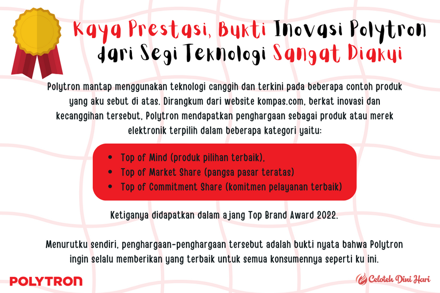 Kaya Prestasi, Bukti Inovasi Polytron dari Segi Teknologi Sangat Diakui