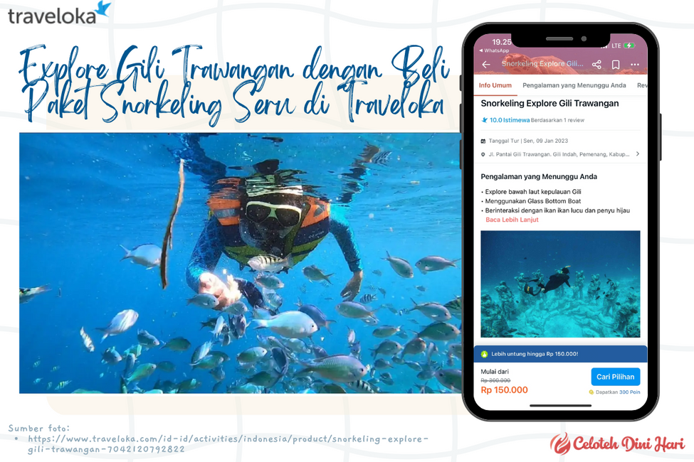 Explore Gili Trawangan dengan Beli Paket Snorkeling Seru di Traveloka